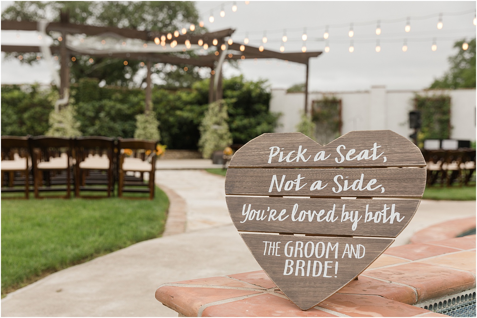 Rose Garden Wedding Sign, Pick A Seat, Not A Side
